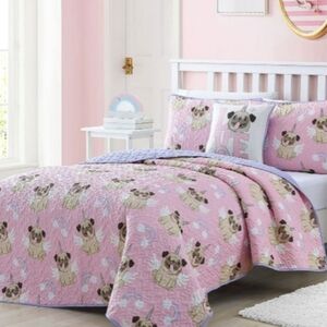 Little Chic Pug Unicorn Quilt Bedding Set
